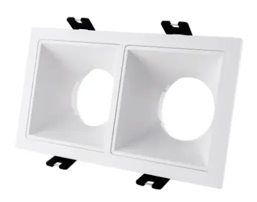 [APL-LUZ-AOK141] APLIQUE SPOT CUADRADO DOBLE EMPOTRABLE P/ DICROICO C/ SOCATE COLOR BLANCO REF. AOK141 MARCA LUZAK