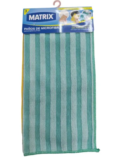 [PAN-MAT-A164-MT2106] PAÑO DE MICROFIBRA 3 UNIDADES 28 X 28 CM COLORES VARIOS REF. A164-MT2106 / 413824 MARCA MATRIX 