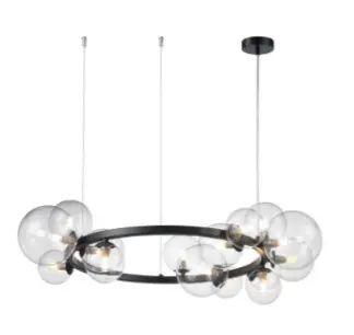 [LAM-LUM-LUM-1737-R] LAMPARA COLGANTE DECORATIVA E27 55CM COLOR TRANSPARENTE-NEGRO REF. LUM-1737-R MARCA LUMIND 