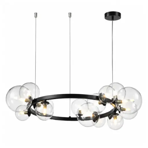 [LAM-LUM-LUM-1738-R] LAMPARA COLGANTE DECORATIVA 75 CM COLOR TRANSPARENTE-NEGRO REF. LUM-1738-R ( INCLUYE 20 BOMBILLOS 4 W 400 LM G9 3000K MARCA VOLTECK ) MARCA LUMIND  