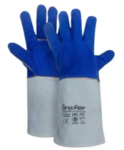 [GUA-BRU-72322] GUANTE DE CARNAZA PARA SOLDAR 16" COLOR GRIS-AZUL TALLA UNICA REF. 72322 / 202087 MARCA BRUFER