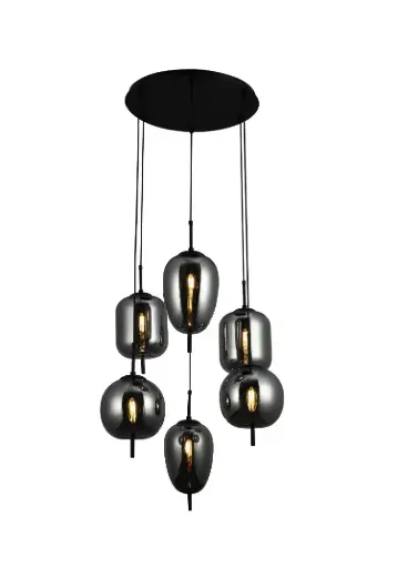 [LAM-KAS-DI-652-BK-Z] LAMPARA COLGANTE E27 62X120 6 LUCES C/ NEGRO REF. DI-652-BK-Z MARCA KASALIGHT / ARTIG LIGHT 