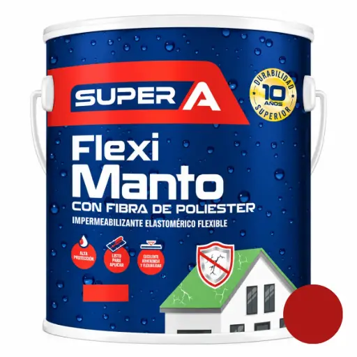 [PIN-SUP-004016] PINTURA ELASTOMERICA IMPERMEABI. FLEXI MANTO ( CON FIBRA DE POLIESTER ) COLOR ROJO GALON (3,78 L) REF. 01400101004016 MARCA SUPER A 