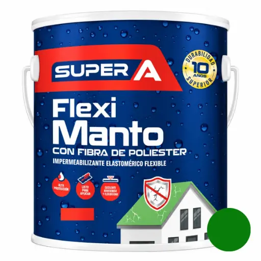 [PIN-SUP-004015] PINTURA ELASTOMERICA IMPERMEABI. FLEXI MANTO ( CON FIBRA DE POLIESTER ) COLOR VERDE GALON (3,78 L) REF. 01400101004015 MARCA SUPER A 