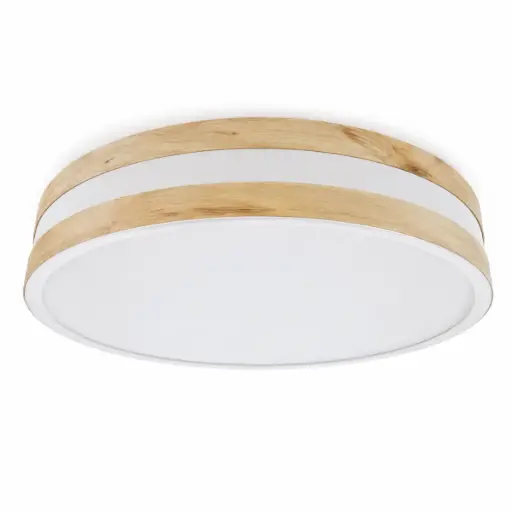 [PLA-PIE-00103136] PLAFON DECORATIVO LED MILAN REDONDO 36 W 3CCT 5.5 X 31 X 31 CM MADERA-BLANCO REF. 00103136 MARCA PIERROT