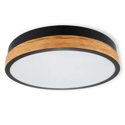 [PLA-PIE-00103133] PLAFON DECORATIVO LED MIRA REDONDO 36 W 3CCT 5.5 X 31 X 31 CM NEGRO-MADERA REF. 00103133 MARCA PIERROT