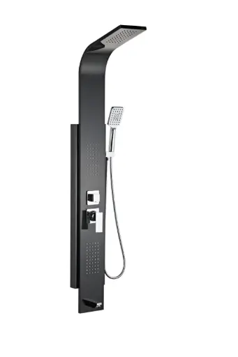 [PAN-CER-6647BM] PANEL DE DUCHA / REGADERA DE PARED CON HIDROMASAJE SLIM 4 FUNCIONES 154 X 24 X 48 X15.5 CM + DUCHA TELEFONO C/ NEGRO REF. 6647MB / CER-0092 MARCA CERAMICOL
