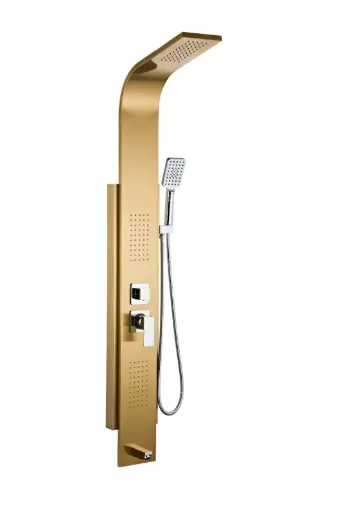 [PAN-CER-6647MG] PANEL DE DUCHA / REGADERA DE PARED CON HIDROMASAJE SLIM 4 FUNCIONES 154 X 24 X 48 X 15.50 CM + DUCHA TELEFONO C/ DORADO REF. 6647MG / CER-0090 MARCA CERAMICOL