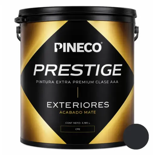 [PIN-PIN-PRS1001A3G] PINTURA DE CAUCHO MATE PRESTIGE EXT. CLASE A 1GL COLOR NEGRO FUMO REF.PRS1001A3G MARCA PINECO