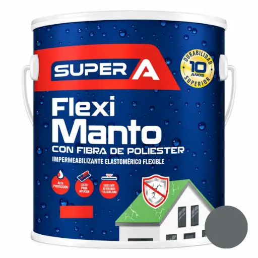 [FLE-SUP-4008] PINTURA ELASTOMERICA IMPERMEABI. FLEXI MANTO ( CON FIBRA DE POLIESTER ) COLOR GRIS GALON (3,78 L) REF. 01400101004008 MARCA SUPER A 