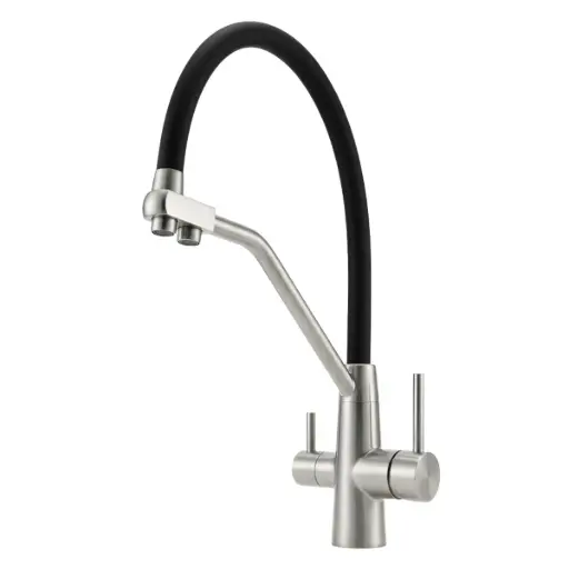 [GRI-AQU-GFS-0238] GRIFERIA FREGADERO MONOMANDO FLEXIBLE SATINADA CON ENTRADA PARA FILTRO REF. GFS-0238 MARCA AQUAL