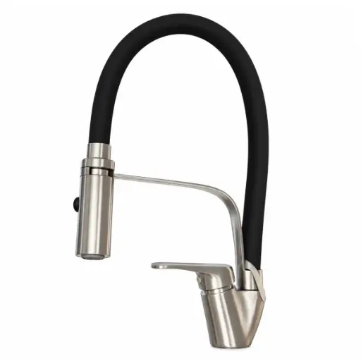 [GRI-AQU-GFN-0233] GRIFERIA FREGADERO MONOMANDO FLEXIBLE NEGRO - DORADO REF. GFN-0233 MARCA AQUAL