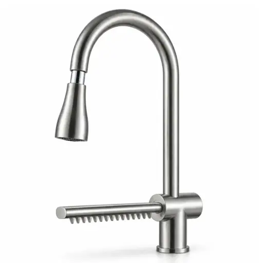 [GRI-AQU-GFS-0229] GRIFERIA FREGADERO MONOMANDO FLEXIBLE PICO CASCADA SATINADA DORADA REF. GFS-0229 MARCA AQUAL 