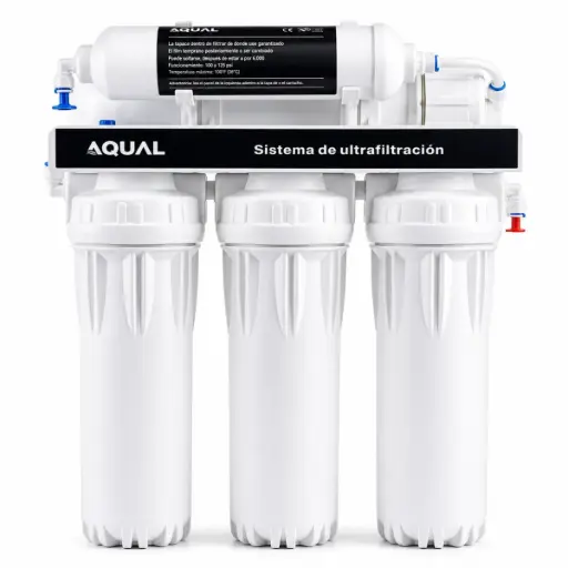 [FIL-AQU-FA5-0167] FILTRO BOTELLA ULTRA FILTRACION 10" 5 ETAPAS CART. PPF + UDF + CTO + UF MEMB + POST CARBONO INC/GRIF. CUELLO CISNE+MANG. 1/4"+LLAV+VAL. DE AGUA Y ADAP. EN T REF. FA5-0167 MARCA AQUAL