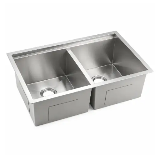 [FRE-AQU-FBS-0246] FREGADERO 2 TINA ACERO INOX BAJO TOPE 83.82 X 48.26 X 22 CM SATINADO C/ SIFON + DESAGUE SIN CAJA REF. FBS-0246 MARCA AQUAL