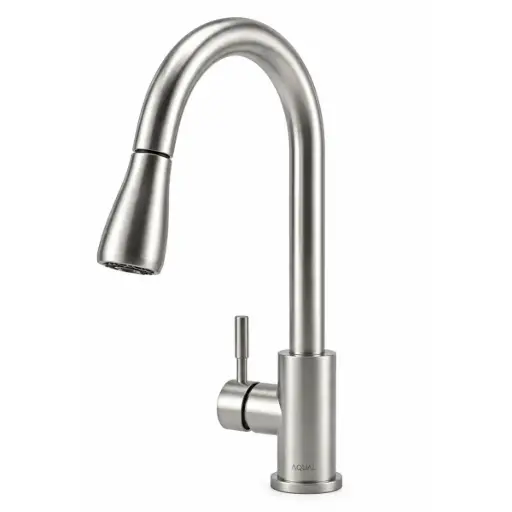 [GRI-AQU-GFS-0054] GRIFERIA MONOMANDO P/ FREGADERO SATINADA PICO EXTRAIBLE REF. GFS-0054 MARCA AQUAL