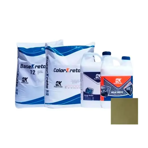 [MIC-SUP-VERDE-OLIVA] MICRO CEMENTO P/ PARED KIT 5 MT2 COLOR VERDE OLIVA (BASE 12+COLOR+ACRYL+SELLADOR) SUPER KRETO