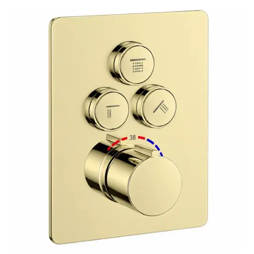 [MON-EUR-GRUDU-026] MONOMANDO / MEZCLADOR / MIXER TERMOSTATICO C/ PULSADOR 3 FUNCIONES MOD. MYKONOS COLOR GOLD SATIN REF. GRUDU-026 MARCA EUROPA