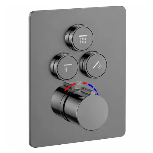 [MON-EUR-GRUDU-027] MONOMANDO / MEZCLADOR / MIXER TERMOSTATICO C/ PULSADOR 3 FUNCIONES MOD. MYKONOS COLOR GUN METAL REF. GRUDU-027 MARCA EUROPA