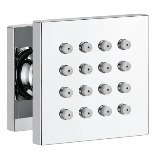[ROC-EUR-JET-001] ROCIADOR / JET CUADRADO PARA SISTEMA DE DUCHA / HIDROMASAJE 5 X 5 CM COLOR CROMO MATE REF. JET-001 MARCA EUROPA