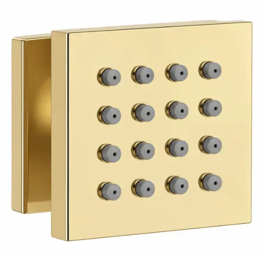 [ROC-EUR-JET-003] ROCIADOR / JET CUADRADO PARA SISTEMA DE DUCHA / HIDROMASAJE 5 X 5 CM COLOR GOLD SATIN REF. JET-003 MARCA EUROPA