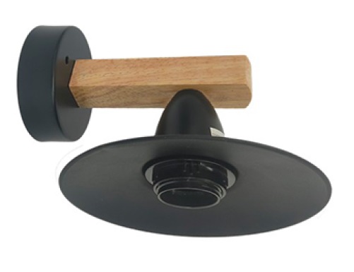 [APL-770-26776A-BK] APLIQUE PARA PARED 1 X E27 25W 20 CM X 15 CM X 25 CM NEGRO/MADERA REF.26776A-BK MARCA 770 LIGHTS