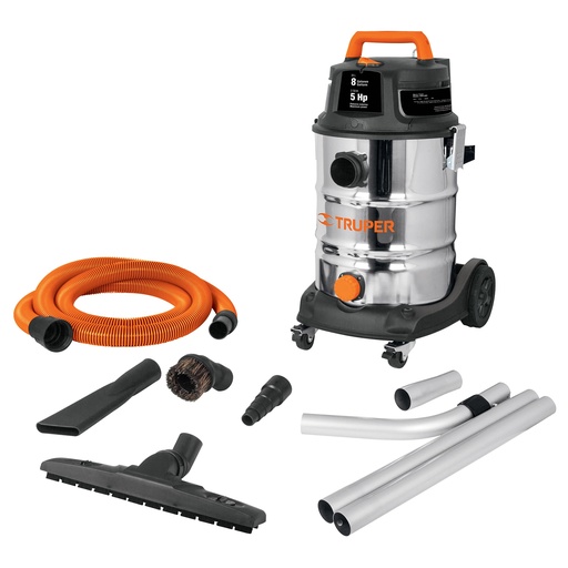 [ASP-TRU-12088] ASPIRADORA 8 GAL. INDUSTRIAL EN ACERO INOX. 1300 W 5 HP MOD.ASPI-8X REF. 12088 MARCA TRUPER