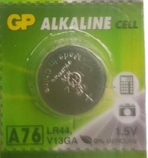 [BAT-GP-A76F-2C10] BATERIA / PILA ALCALINA A76 (LR44) TIPO BOTON 1.5 V MOD- GP A76-C10 (01 UND) REF. 015496 MARCA GP