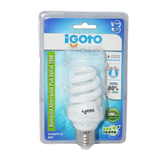 [BOM-IGO-IG-BAFS-15] BOMBILLO AHORRADOR FULL ESPIRAL 15 W E27 REF. IG-BAFS-15 MARCA IGOTO