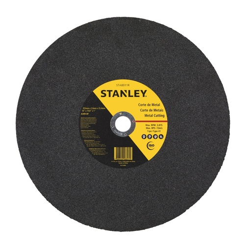 [DIS-STA-STA8011R] DISCO DE CORTE METAL 14" X 7/64" X 1" PLANO REF. STA8011R / DIS-722 MARCA STANLEY