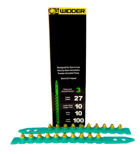 [FUL-WID-0000016] FULMINANTE CAL 27 VERDE PEINE / CORREA 10 POTENCIA NVL 3 ( CAJA 100 UND ) REF. 0000016 MARCA WIDDER
