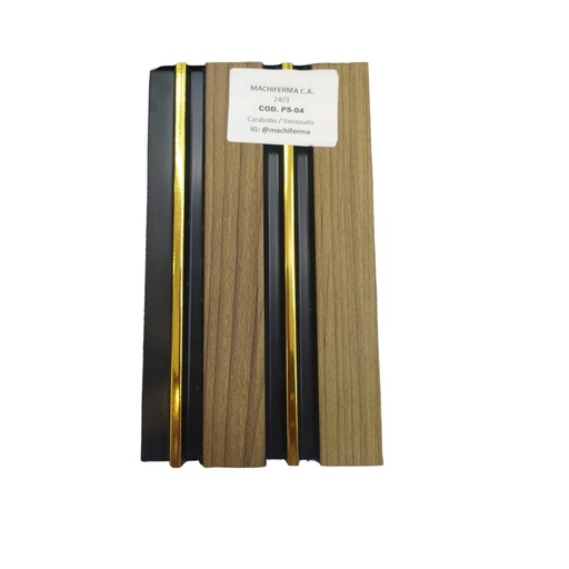 [PAN-MAC-PS-04] PANEL PARA PARED PS WALL PANEL INTERIOR 12 CM X 1,1 CM X 2,90 MTS NEGRO-MADERA-DORADO MACHIFERMA
