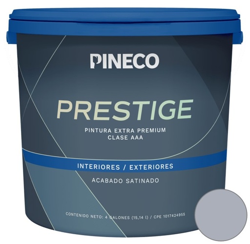 [PIN-PIN-PRS4902A2G] PINTURA DE CAUCHO SATINADO PRESTIGE CLASE " A " 1 GL COLOR GRIS ROMANO REF. PRS4902A2G MARCA PINECO