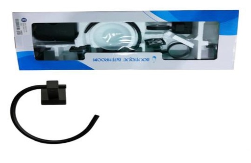 [ACC-OME-50200-MB] ACCESORIOS PARA BAÑO SET DE 6 PZAS CUADRADO MOD.50200-MB ACERO NEGRO MARCA OMEGA