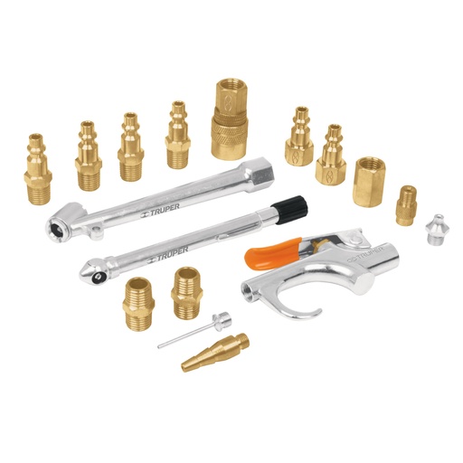 [ACC-TRU-19022] ACCESORIOS DE PISTOLA NEUMATICA ( REPUESTOS ( 17C PZAS ) NPT 1/4" DE BRONCE REF. 19022 MARCA TRUPER