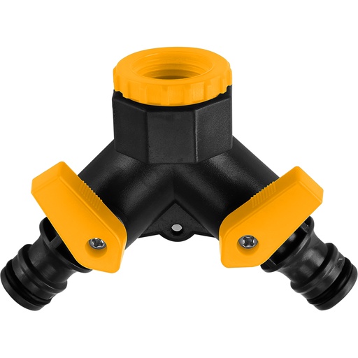 [ACO-TOL-57116] ACOPLE P/ MANGUERA 2 SALIDAS C/ LLAVE DE PASO - DIAM: 1/2" / CUERPO ABS + PP REF. 57116 MARCA TOLSEN