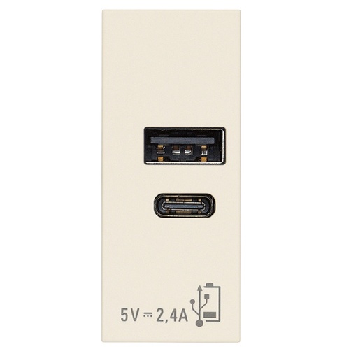 [ALI-VIM-30292.AC.C] TOMA USB A+C (TACO) DE ALIMENTACION 12W 5V 2.4 A 1 MOD CAÑAMO SERIE LINEA REF. 30292.AC.C MARCA VIMAR