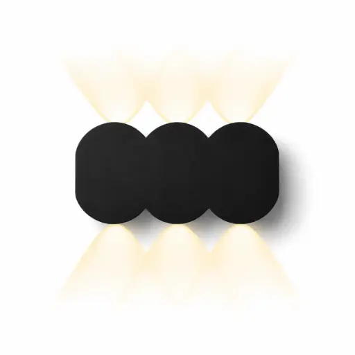 [APL-ILU-A196BKWW] APLIQUE DE PARED RADEON - ONDA LUX 6W 3500K IP65 15,5 CM X 8 CM NEGRO REF. A196BKWW MARCA ILUMINAK