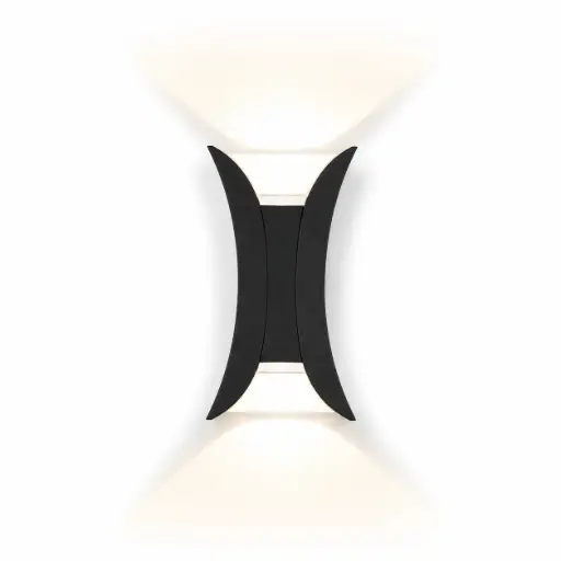 [APL-ILU-HY80510] APLIQUE DE PARED HOURGLASS 10W 4500K 75LM IP65 21CM X 4,5CM NEGRO REF.HY80510/ 014571 MARCA ILUMINAK