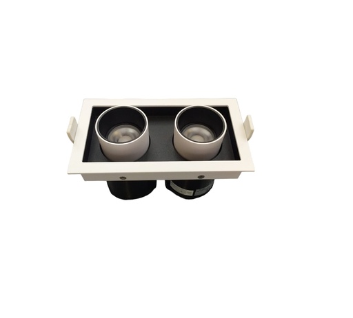 [APL-LUX-LUX.LE18CD-2OB] APLIQUE LED SPOT P/EMPOTRAR 2 X 9 W 3000K 36° RECTANG. BLANCO- NEGRO REF. LE18CD-2OB LUXOLAR
