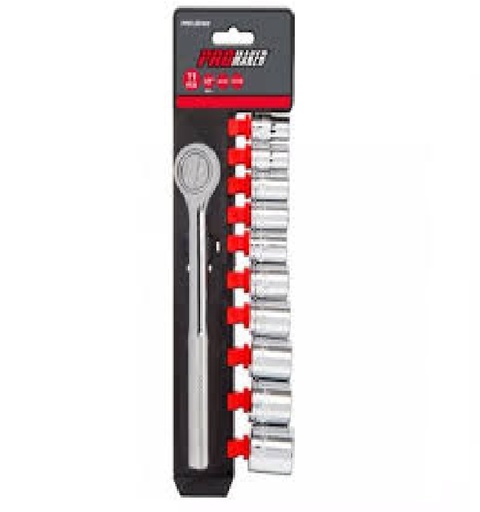 [AUT-PRO-DD525] AUTOCLET / JUEGO DE DADOS COM 1/2" 110 MM - 19 MM 11 PZAS REF. PRO-DD525 COD. 467697 MARCA PROMAKER