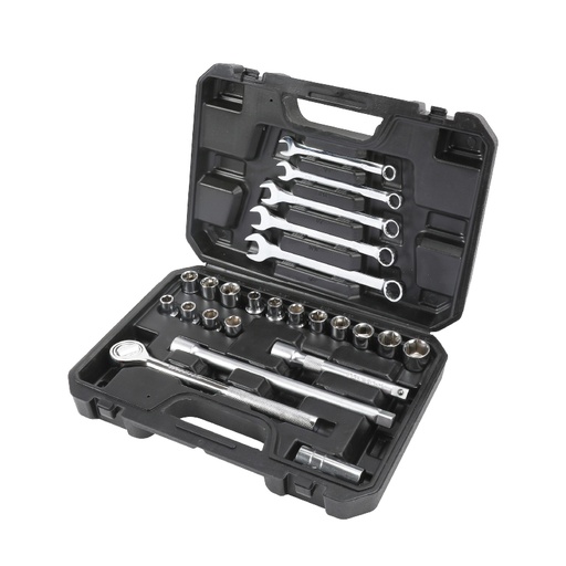 [AUT-PRO-DD528] AUTOCLET / JUEGO DE DADOS COM 1/2" 6 PT SAE/MIL 25 PZAS REF. PRO-DD528 MARCA PROMAKER