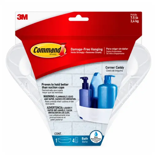 [BAN-3M-BATH12-ES] BANDEJA DE ACRILICO P/ESQUINA P/COLGAR C/CINTA DOBLE FAZ (SUJETA 3.4KG) COD. BATH12-ES MARCA 3M