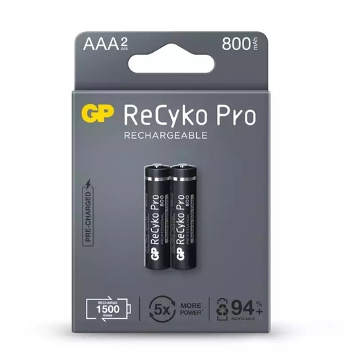 [BAT-GP-GPRHCH83B204] BATERIA / PILA RECARGABLE PRO AAA MOD- GPRHCH83B204 ( PACK - 02 UND ) 800 MAH REF. 186882 MARCA GP