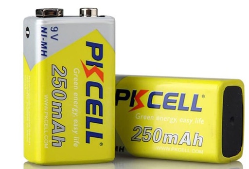 [BAT-PKC-9VR] BATERIA / PILA " 9 V " RECARGABLE 250 MAH 1 UND / BLISTER COD. 9V NI-MH REF. BR9V1B MARCA PKCELL