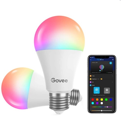 [BOM-GOV-X002MQOX81] BOMBILLO LED TIPO BULBO A19 RGB SMART WIFI 9 W 800 LM (PACK 2 UNDS) REF.B60031C1AU MARCA GOVEE