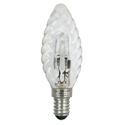 [BOM-LUC-28W-E14] BOMBILLO TIPO VELA HALOGENO 28 W 3000 K E14 110 V (886215) REF. 28WE14 MARCA LUCERNA