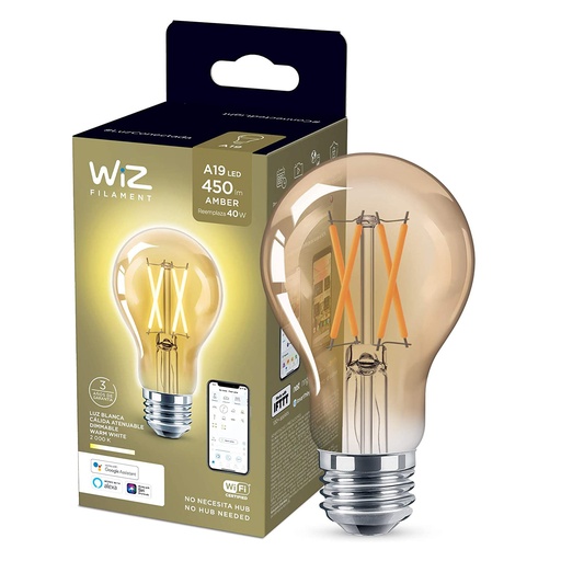 [BOM-WIZ-A19-VIN] BOMBILLO SMART TIPO BULBO VINTAGE AMBAR A19 6W DIMEABLE E27 COD. 929002265911 MARCA WIZ