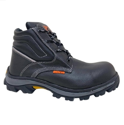 [BOT-BRA-BR200N-T45] BOTA DE SEGURIDAD TALLA 45 SUELA CAUCHO C/PUNTERA PIEL NAPPA COLOR NEGRO REF. BR200N MARCA BRAVUS