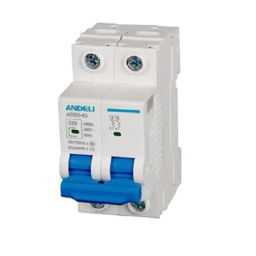 [BRE-AND-CON02015] BREAKER TERMOMAGNETICO 2 X 10 AMP C. CURVE REF .DZ49-63-2P-10A MARCA ANDELI